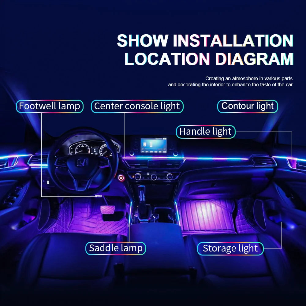 10/14/18-in-1 RGB Car LED Strip Kit