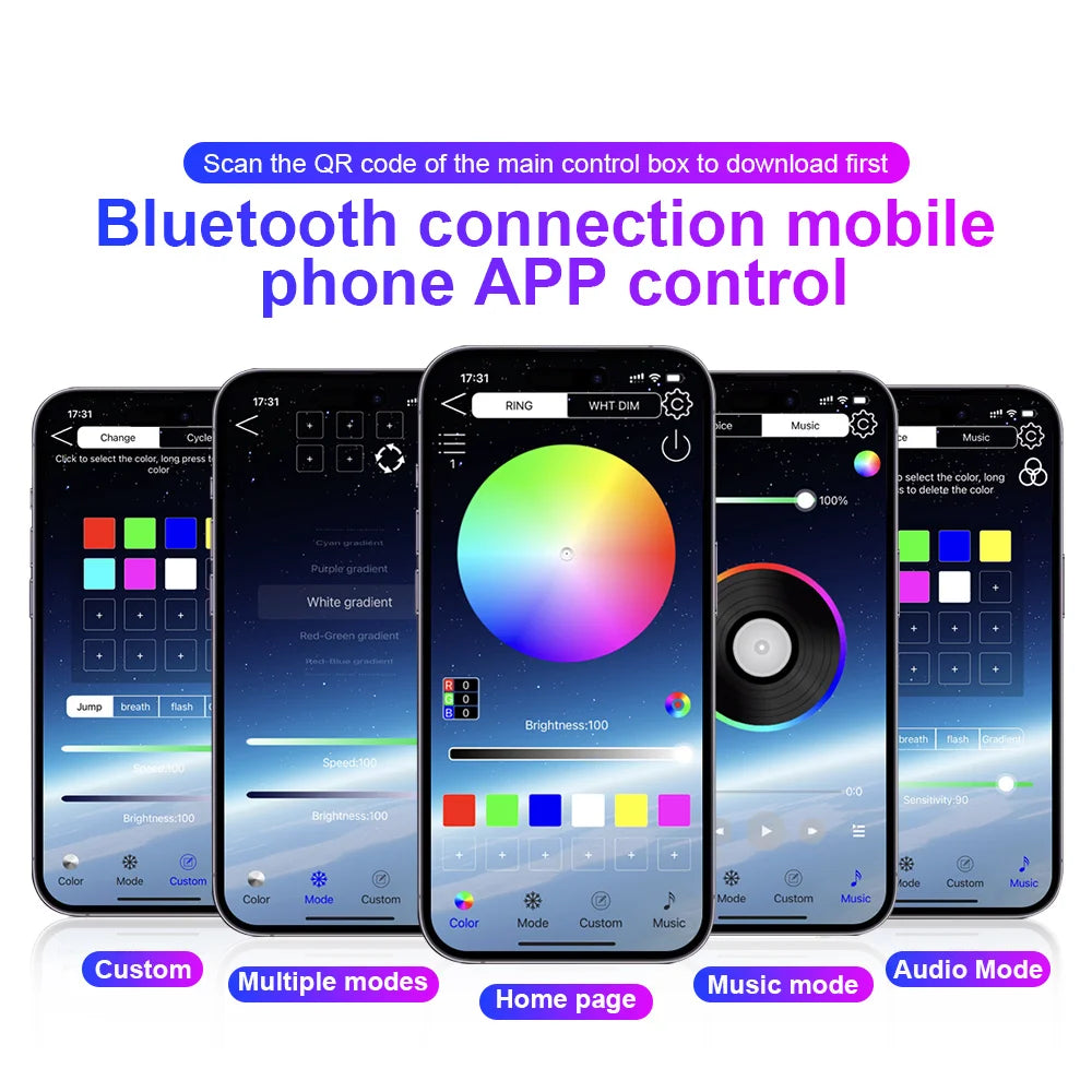 10/14/18-in-1 RGB Car LED Strip Kit